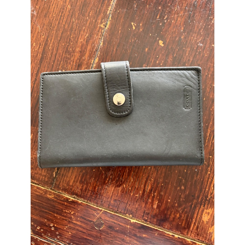 Vintage Coach Black Glove Tanned Leather Checkbook Cover Wallet USA Made - Picture 2 of 11